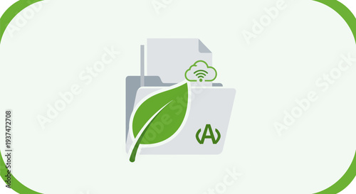 Folder icon with leaf and cloud symbolizing digital storage and file management