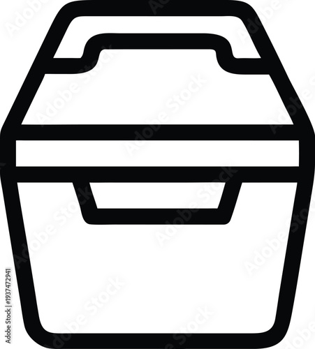 Simple black linear icon of a sealed food takeout box for convenient meal service