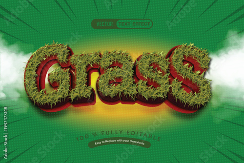 3D Realitsic Grass Editable Text Effect
