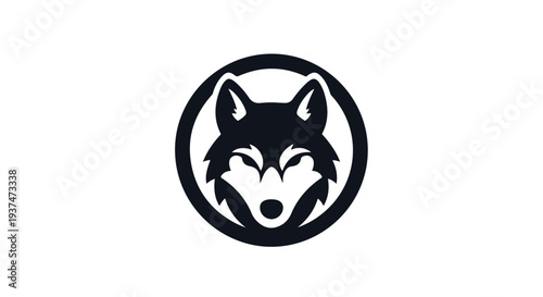 Black and white logo of a wolf's face in a circular frame on a solid white background.