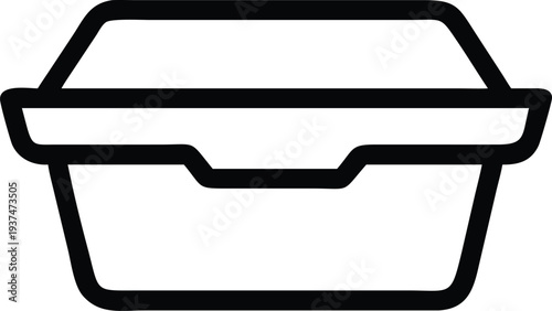Simple line icon depicting a rectangular lidded food storage container