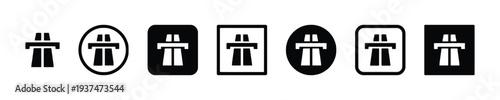 Highway and motorway entrance and exit symbols collection vector