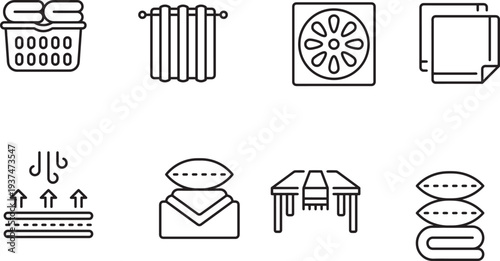 Home Comfort and Bedding Icons Set vector illustration