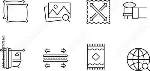 Home Decor and Measurement Icons Set vector illustration