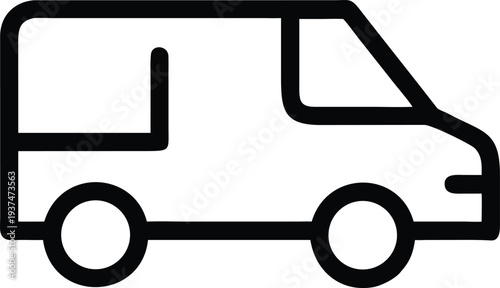 Simple line icon of a delivery van often used for logistics and transportation services