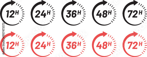 Time Duration Icons Set hours clock