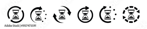 Hourglass and circular arrow icons for time concepts and processes