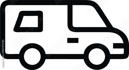 Simple Outline Drawing of a Commercial Van Ideal for Transportation and Logistics