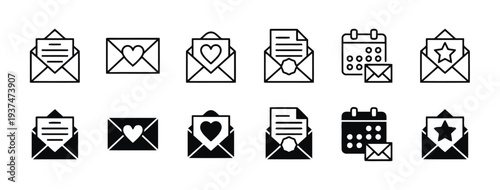 Mail and communication icons for sending messages and scheduling