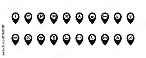 Map location pointers collection for points of interest