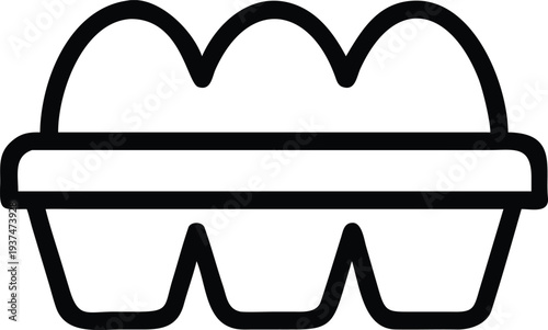Simple outline icon illustrating a six cell egg carton container perfect for grocery or food related themes