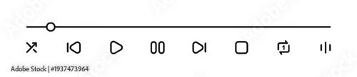 Media player controls with progress slider and playback function icons