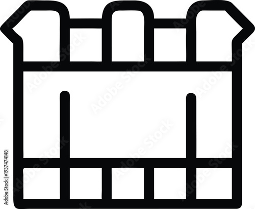 Simple outline icon of a multi compartment storage unit for organized display solutions