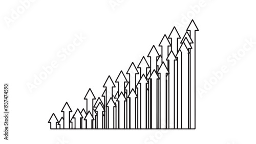 Rising arrow bar chart vector illustrating accelerated revenue growth, investor return performance and scalable business model expansion