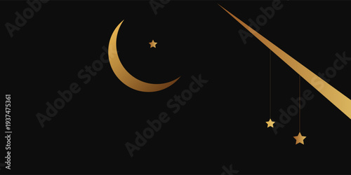ramadan and eid banner in black and golden colors