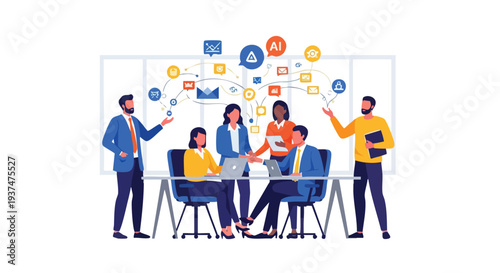 Collaborative B2B marketing team integrating AI and digital workflows for enterprise scale digital transformation