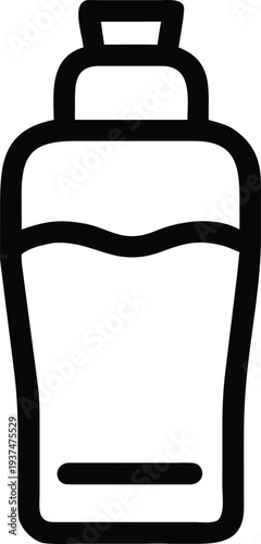 Stainless Steel Cocktail Shaker or Insulated Beverage Tumbler Outline Illustration