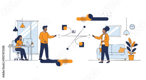 Diverse creative team collaborating on artificial intelligence integration for scalable enterprise marketing solutions