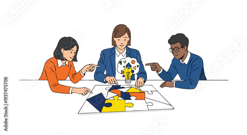 Diverse marketing strategy team solving complex business challenges through collaborative innovation and creative synergy