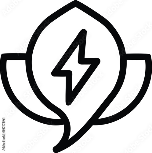 Stylized lotus flower shape with a central lightning bolt symbolizing natural energy power