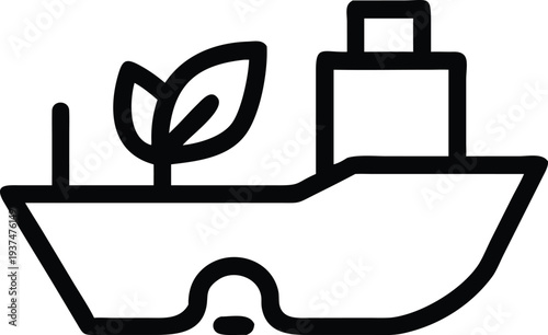 Sustainable cargo ship icon representing eco friendly transportation and environmental logistics solutions