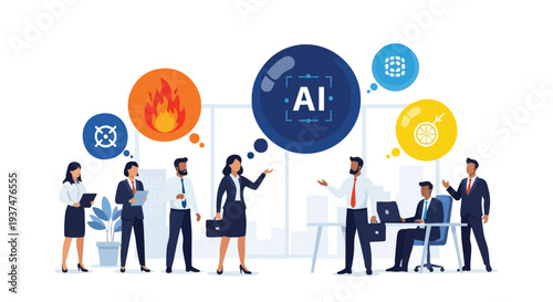 Strategic B2B leadership team implementing generative AI solutions to optimize marketing performance and drive digital transformation in a modern US corporate agency