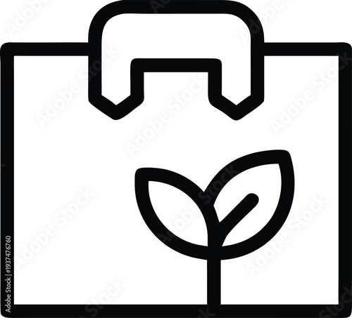 Sustainable shopping bag icon featuring a leaf symbol for eco friendly purchases