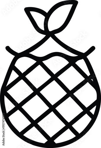 This icon illustrates a grid patterned pineapple fruit with decorative leaves on top