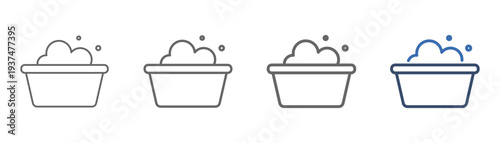 
outline icon set laundry bucket with bucket and foam design