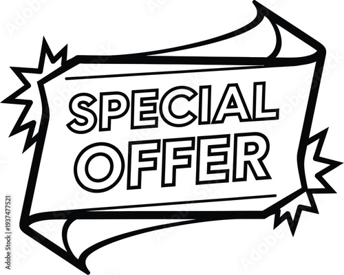 Bold black and white banner announces a special offer promotion now.
