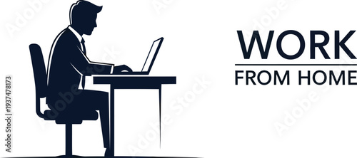 Businessman silhouette works diligently on a laptop computer at a.