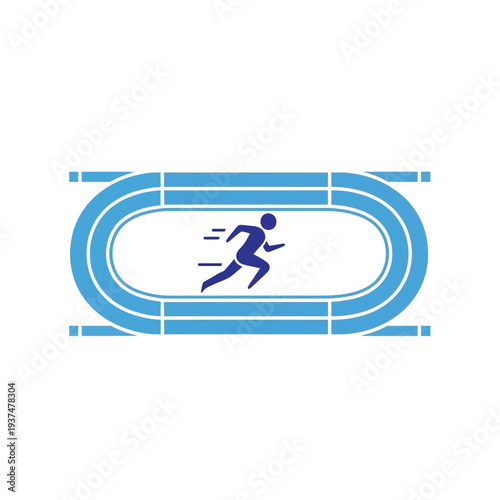 Illustration of a person running inside an athletic track.