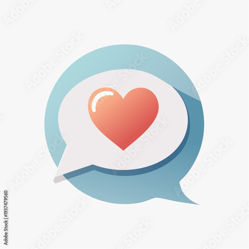 lat vector design featuring speech bubble with heart symbol replacing negative symbol