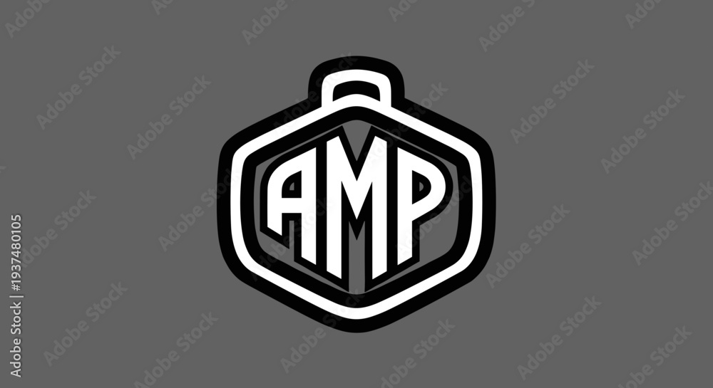 Obraz premium Black and White AMP Logo Design.