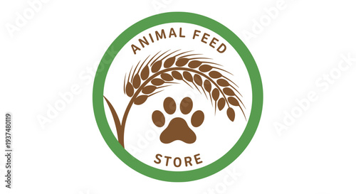 Animal Feed Store Logo with Paw Print.