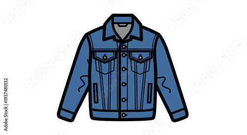 Blue Denim Jacket with Pockets and Buttons.