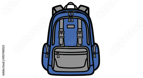 Blue Backpack with Multiple Compartments.