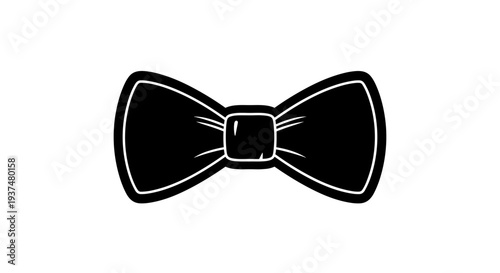 Black Bow Tie Illustration on White.
