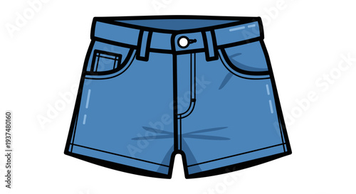 Blue Cartoon Denim Shorts Illustration.