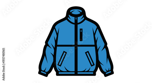 Blue Jacket with Zipper and Pockets.