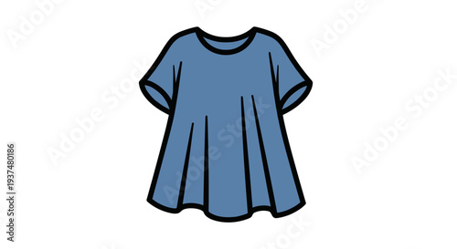 Blue Short Sleeved Blouse Cartoon Illustration.