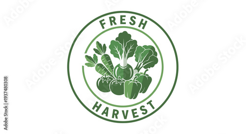 Fresh Harvest Logo with Green Vegetables.