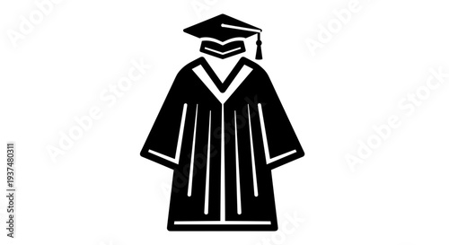 Graduation Gown and Cap Illustration Design.
