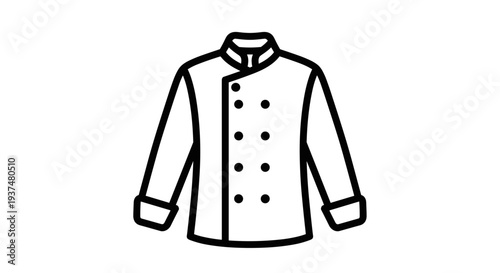 Simple Black and White Chef Coat Illustration.