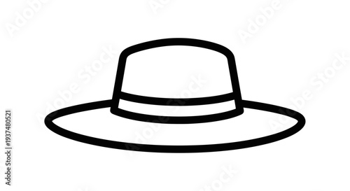 Simple Black and White Fedora Hat Illustration.