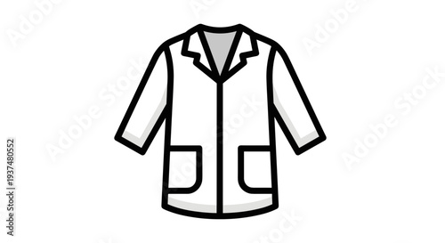 Simple Black and White Lab Coat Illustration.