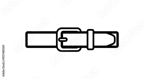 Simple Black Belt with Buckle Illustration.