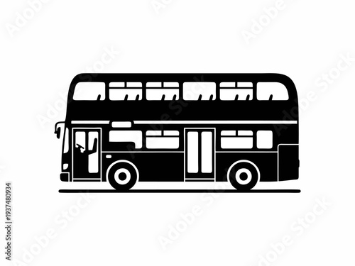 Double Decker City Bus Silhouette Vector Illustration