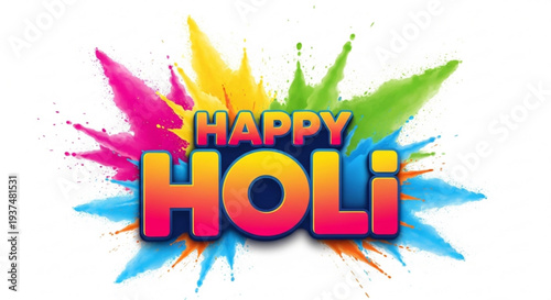 Vibrant happy holi festival celebration background with colorful paint splatters
