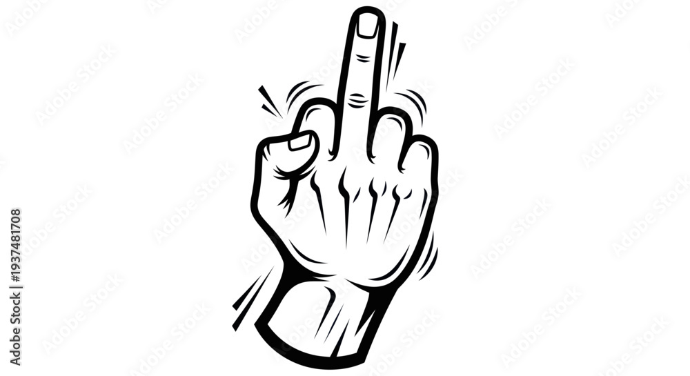 Fototapeta premium Hand Gesture Middle Finger Offensive Symbol, Vector Art
